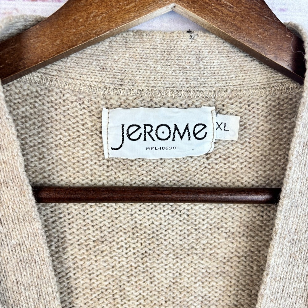 Vintage Wool Sweater Vest XL Beige Fair Isle Buttons Preppy Academia Cabincore - Picture 2 of 8
